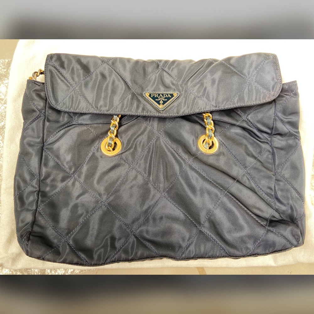 Pre-loved Authentic Prada Bag Nylon with gold ware
